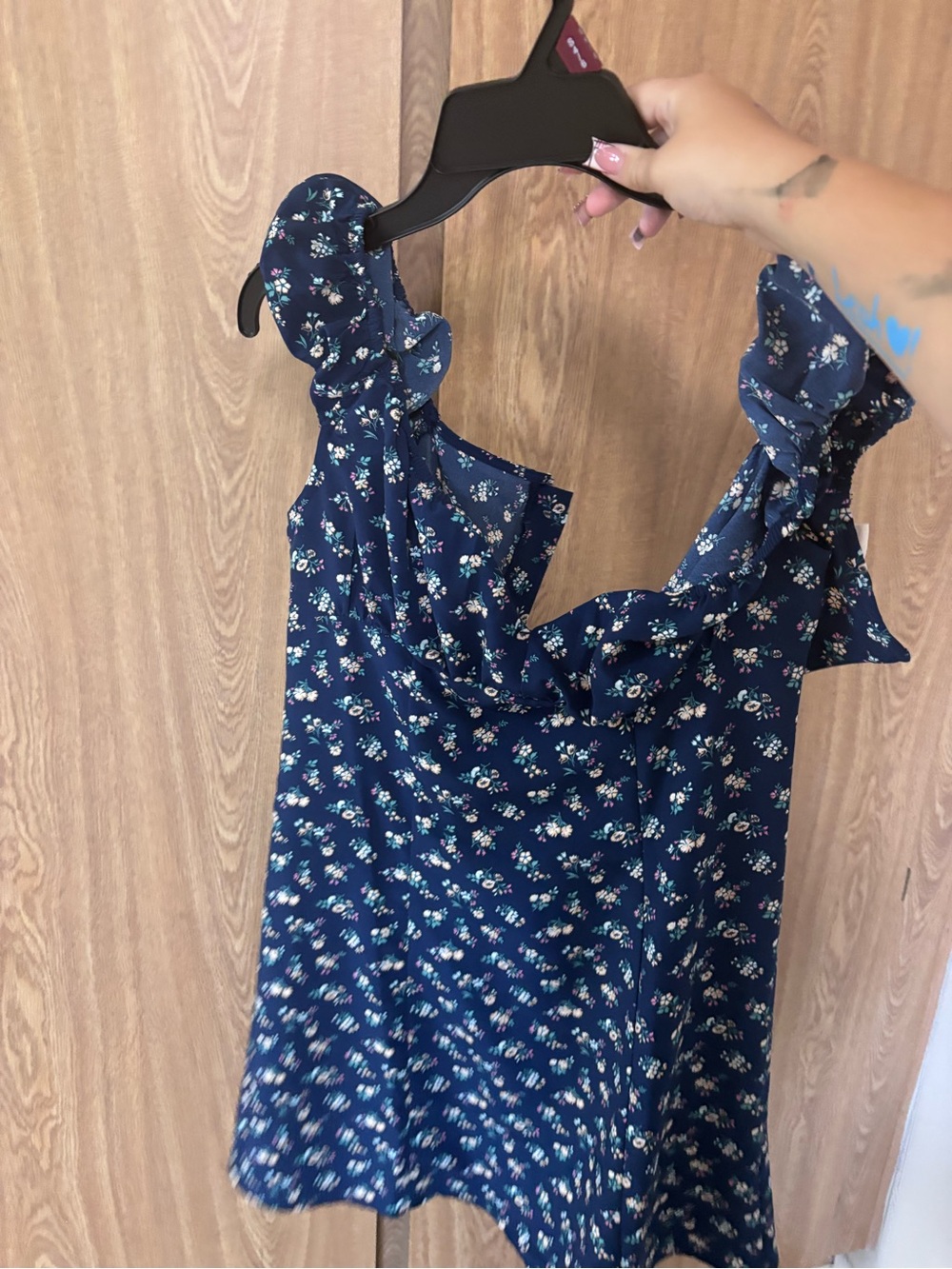 Levi's Navy Blue Floral Ruffle Strap Dress